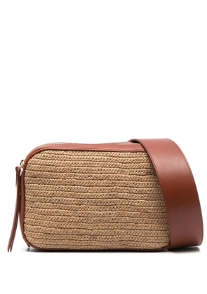 IBELIV Alefa raffia-design crossbody bag - Brown