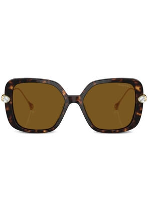 Swarovski Eyewear tortoiseshell-effect rectangle-frame sunglasses - Green