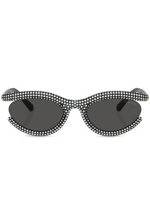 Swarovski Eyewear pavé crystal-embellished oval-frame sunglasses - Black