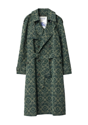 Burberry patterned belted trench coat - Green