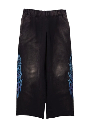 KAMIYA flame-print distressed trousers - Black