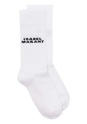 ISABEL MARANT Dawi intarsia-knit logo socks - White