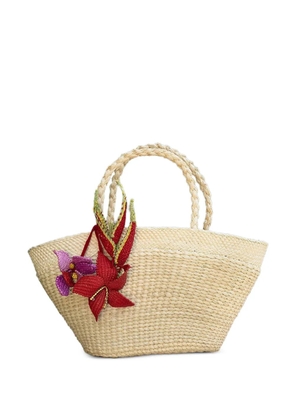 AMOR Y MEZCAL flower-embellishment tote bag - Neutrals
