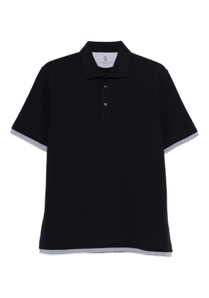 Brunello Cucinelli buttoned trim polo shirt - Blue