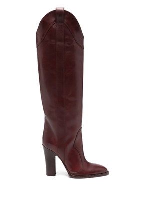 Paris Texas 105mm block-heel pointed-toe boots - Red