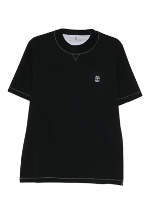 Brunello Cucinelli embroidered trim T-shirt - Black