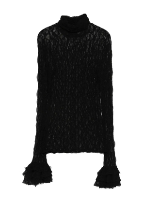 SO ALLURE lace ruffled blouse - Black