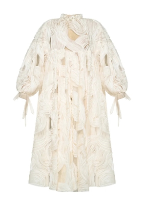 ANOUKI embroidered ruffle-collar midi dress - Neutrals