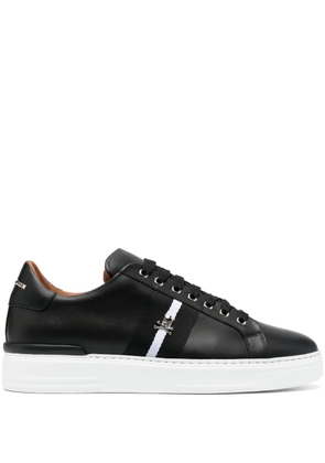 Philipp Plein skull-plaque striped low-top sneakers - Black