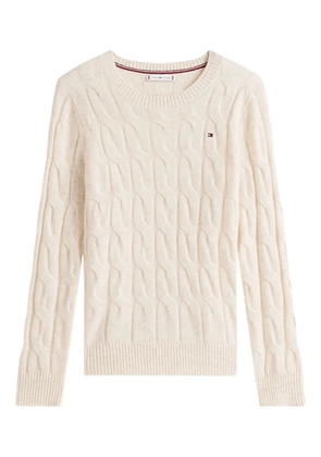 Tommy Hilfiger cable-knit logo-detail sweater - Neutrals