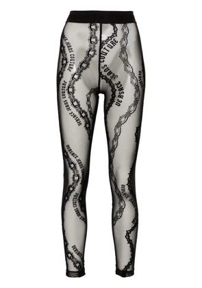 Versace Jeans Couture flocked chain-print mesh leggings - Black