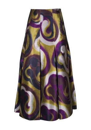 Odeeh swirl pleated midi skirt - Yellow