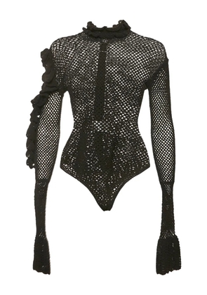 Magda Butrym crochet ruffled bodysuit - Black