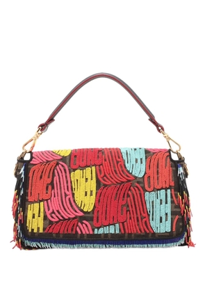 Fendi Pre-Owned 2010-2025 PREF Zucca Canvas Beaded Roma Amor Baguette satchel - Brown