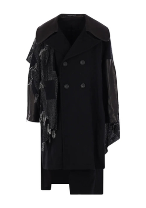 Yohji Yamamoto leather-panel coat - Black