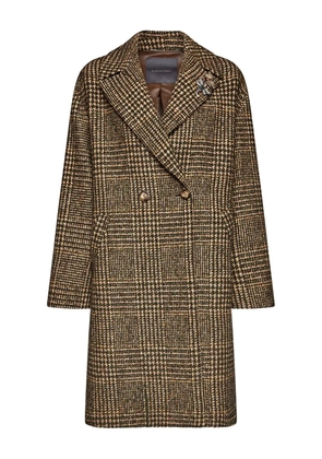 ELENA MIRO` double-breasted check jacket - Brown