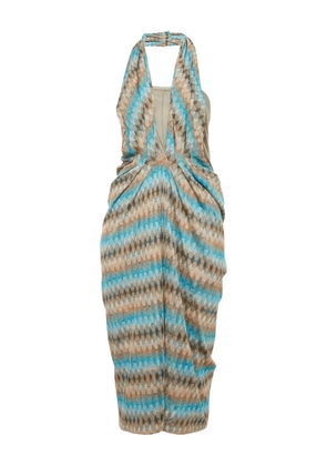Missoni Pre-Owned zigzag-knit halterneck dress - Blue