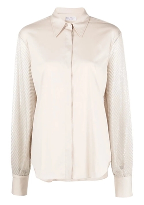 Brunello Cucinelli contrast-sleeve blouse - Neutrals
