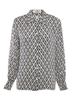 Valentino Pre-Owned V-pattern silk blouse - Blue