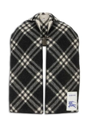 Burberry checked-pattern wool hooded scarf - Black