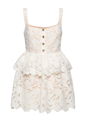 Self-Portrait frill button-detail mini dress - White