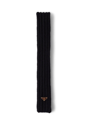 Prada enameled triangle knit scarf - Black