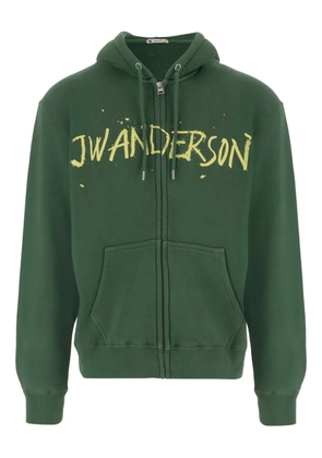 JW Anderson front-zip logo hoodie - Green