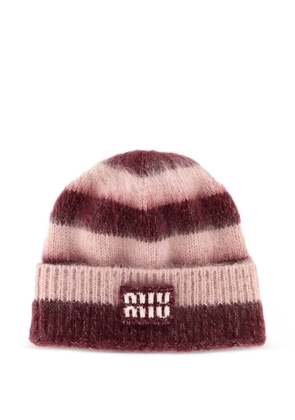 Miu Miu embroidered-logo beanie hat - Pink