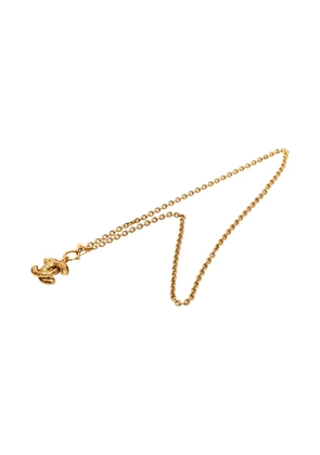 CHANEL Pre-Owned 1970-1980 Gold Plated Quilted CC Pendant Necklace costume necklace