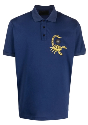 Philipp Plein Scorpion-print polo shirt - Blue