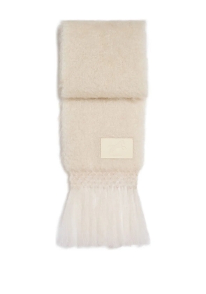 Jil Sander logo-patch fringed scarf - Neutrals
