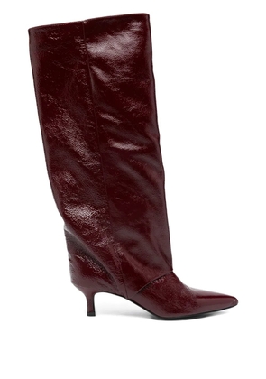 Gisel Moire 50mm Matilda pointed knee-high boots - Red