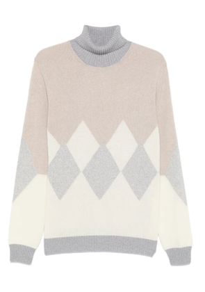 Ferrante diamond-pattern roll-neck sweater - Neutrals