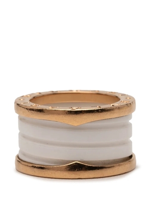 Bvlgari Pre-Owned 2010-2025 18K Yellow Gold and Ceramic B.Zero1 Three Band ring - White