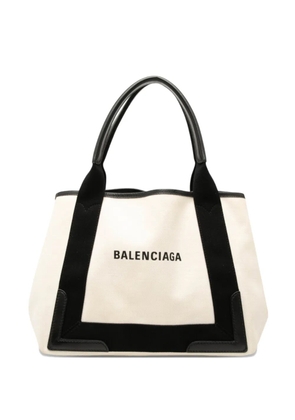 Balenciaga Pre-Owned 2019 Canvas Navy Cabas S tote bag - White