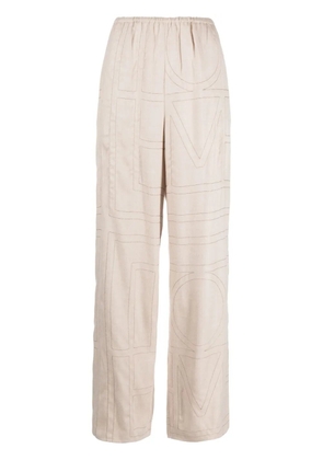 TOTEME Monogram flannel pajama bottoms - Neutrals