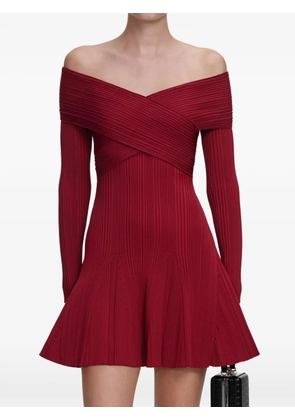 Self-Portrait ribbed-knit mini dress - Red