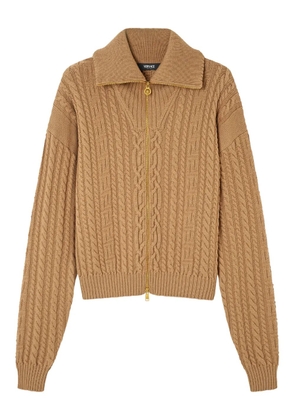 Versace zip cable-knit cardigan - Brown