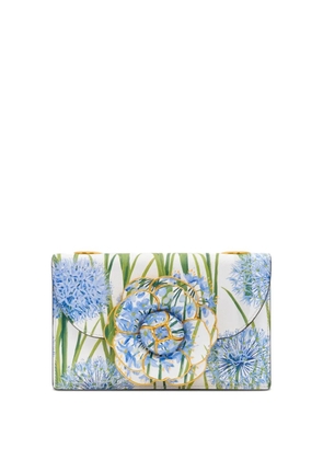 Oscar de la Renta Tro floral-appliqué shoulder bag - Blue