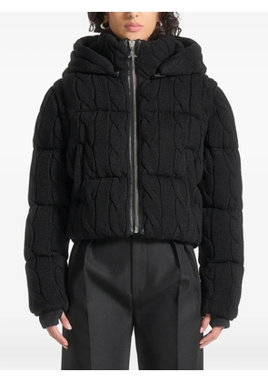 Manière De Voir detachable-hood cable-knit puffer jacket - Black