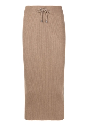 Brunello Cucinelli high-waisted ribbed skirt - Brown