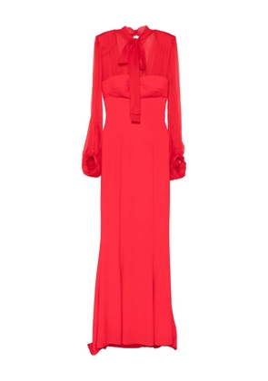 SILK LOVE & LACE Margot long-sleeve maxi dress - Red