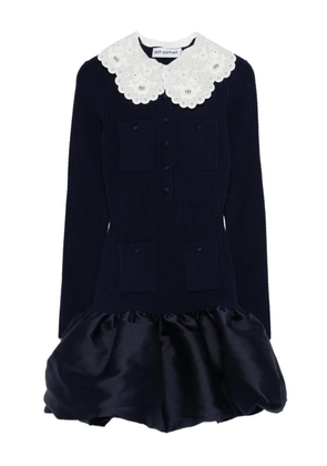 Self-Portrait scalloped collar pocket mini dress - Blue