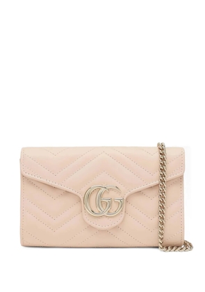Gucci mini chevron-quilted signature Double G shoulder bag - Pink