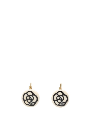 CHANEL Pre-Owned 2003 Resin Camellia Clip-On Drop Earrings costume earrings - White