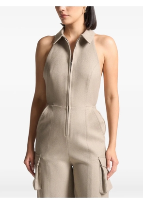 Manière De Voir halterneck cargo jumpsuit - Brown