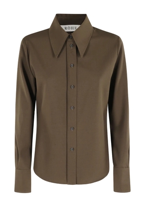 Róhe buttoned pointed-collar shirt - Brown