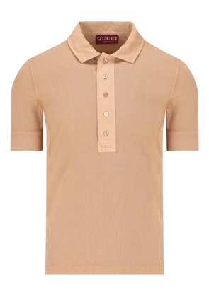Gucci logo-embroidered polo shirt - Neutrals