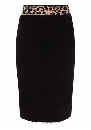 Philipp Plein leopard print waistband skirt - Black