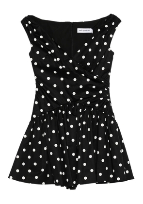 Self-Portrait polka-dot V-neck mini dress - Black